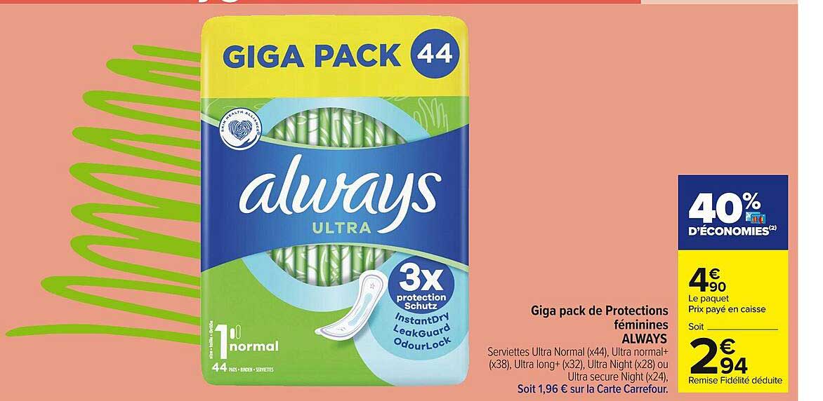 giga pack de protections féminines always