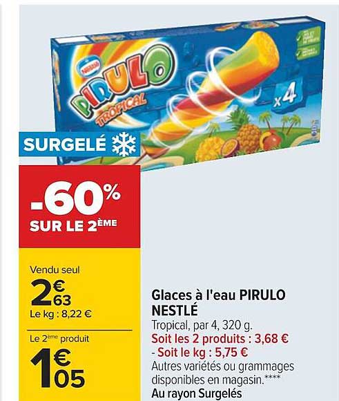 glaces à l'eau pirulo nestlé