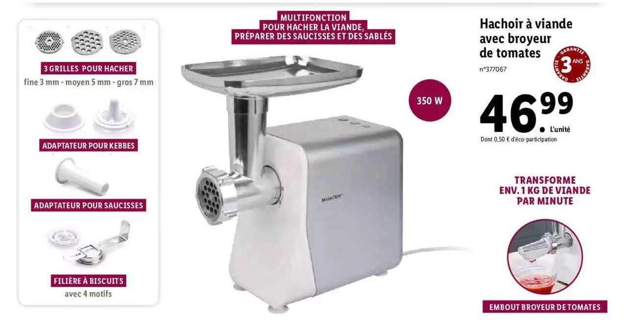 hachoir à viande avec broyeurs de tomates