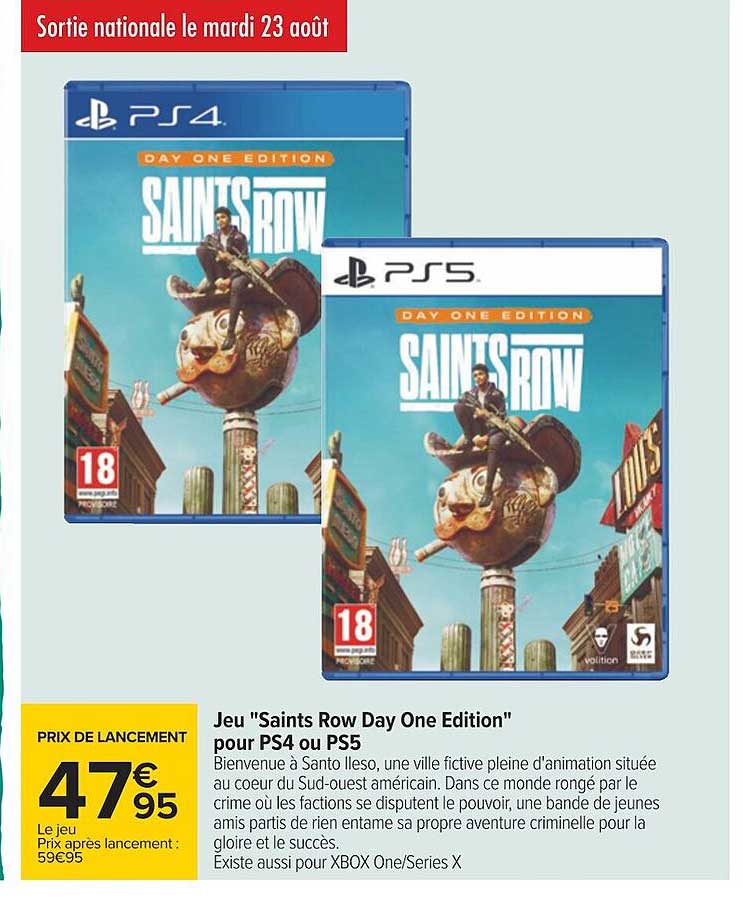 jeu "saints row day one edition" pour ps4 ou ps5