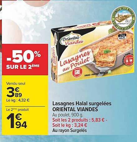 Lasagnes Halal Surgelées Oriental Viandes