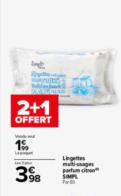 lingettes multi-usages parfum citron simpl