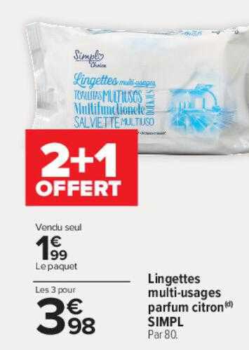Lingettes Multi-usages Parfum Citron Simpl