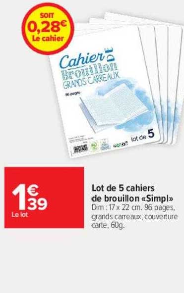 Lot De 5 Cahiers De Brouillon «simpl»