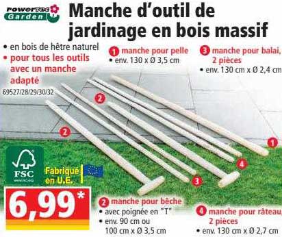 manche d'outil le jardinage en bois massif