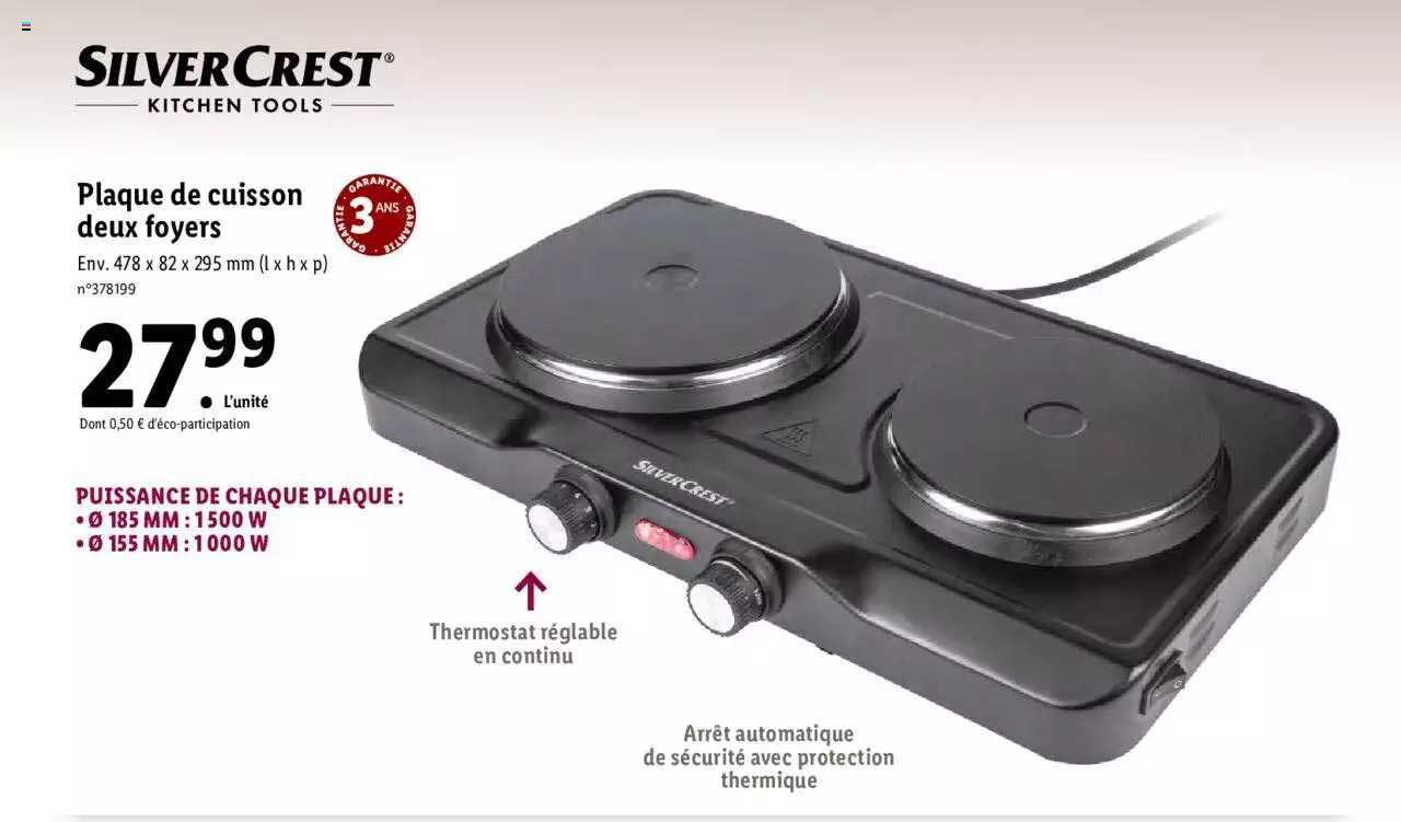 plaque de cuisson deux foyers silver crest