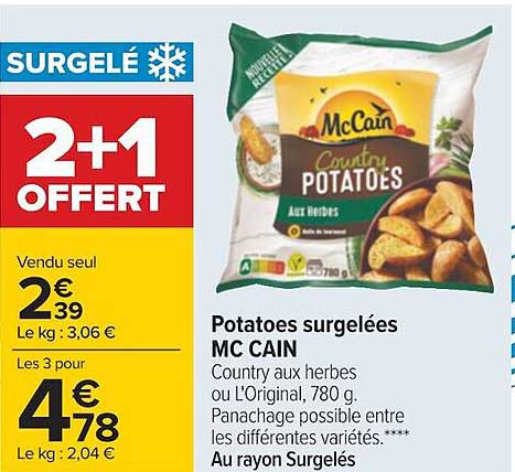 potatoes surgelées mc cain