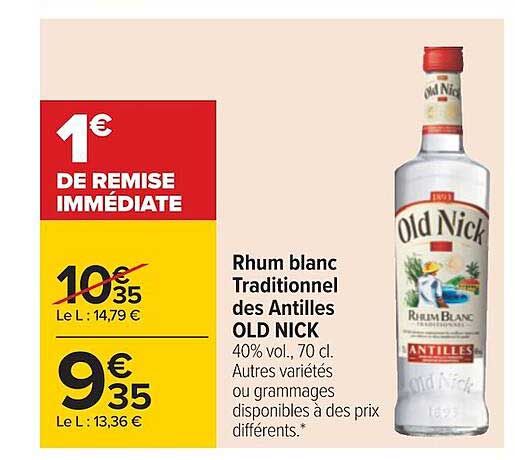 rhum blanc traditionnel des antilles old nick