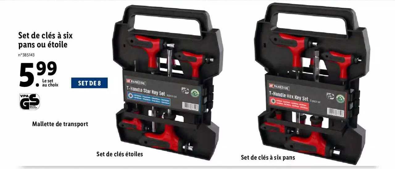 set de clés à six pans ou étoile