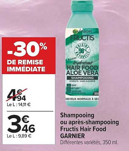 shampooing ou après-shampooing fructis hair food garnier