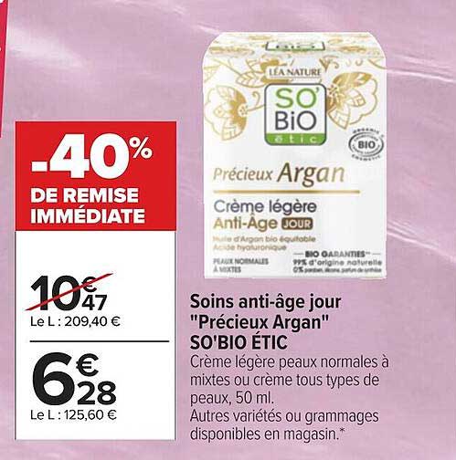 Soins Anti-âge Jour "précieux Argan" So'bio étic