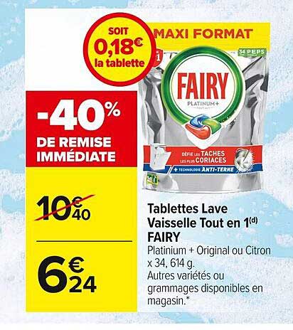 tablettes lave vaisselle tout en 1 fairy
