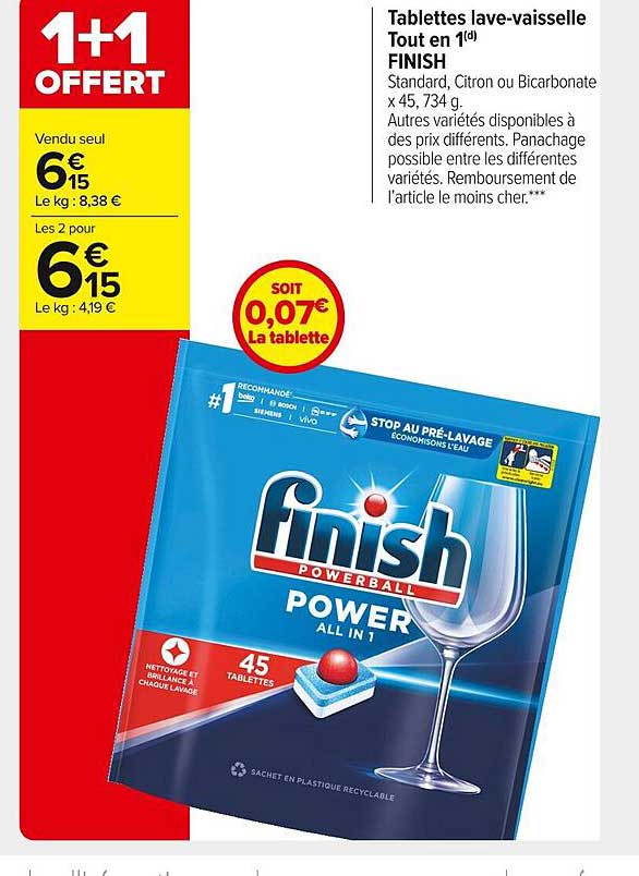 tablettes lave-vaisselle tout en 1 finish