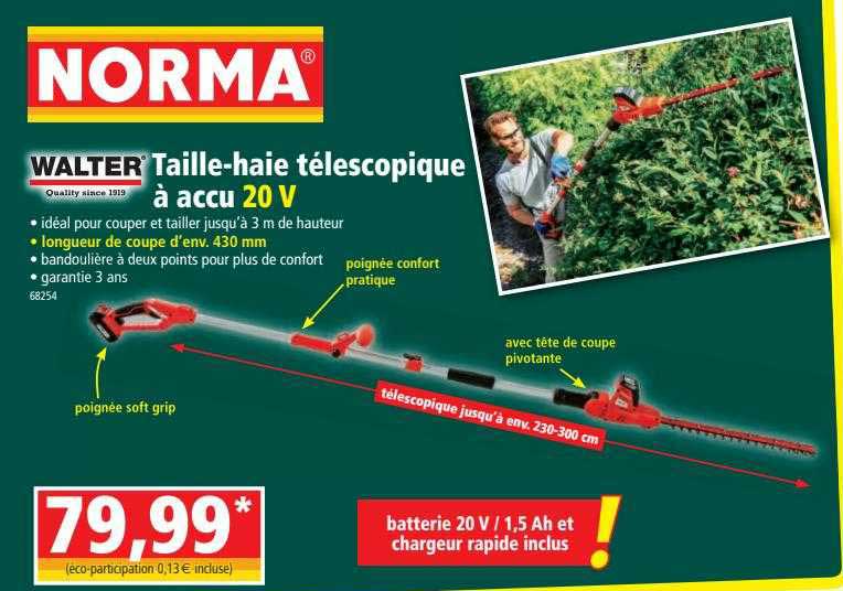 taille-haie télescopique à acu 20v norma