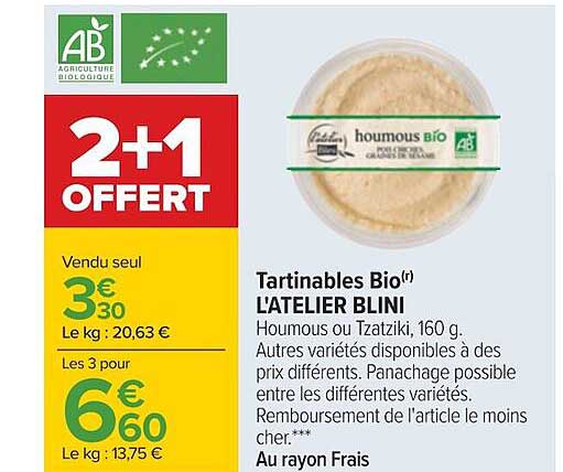 tartinables bio l'atelier blini