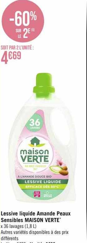 lessive liquide amande peaux sensibles maison verte
