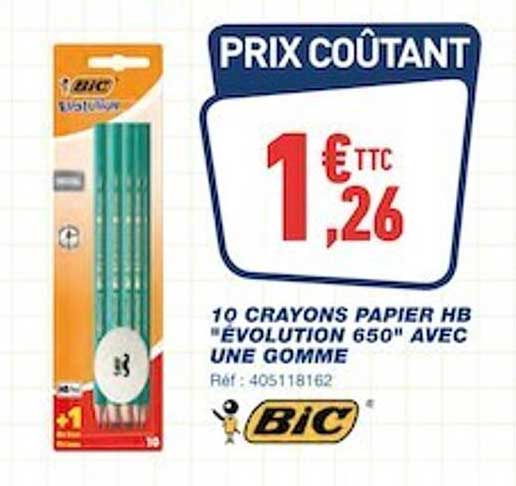 10 Crayons Papier Hb "évolution 650" Avec Une Gomme Bic