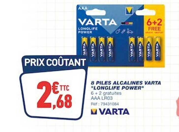 8 piles alcalines varta "longlife power"
