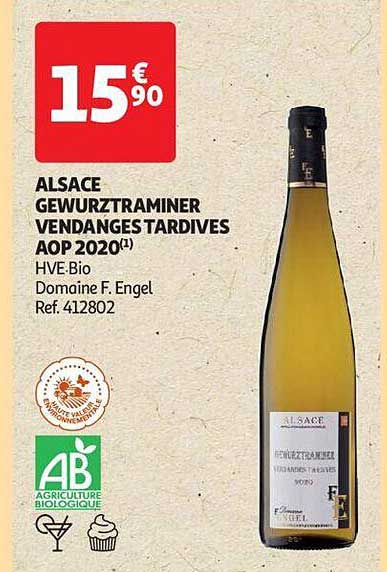 alsace gewurztraminer vendanges tardives aop 2020 hve-bio domaine f engel