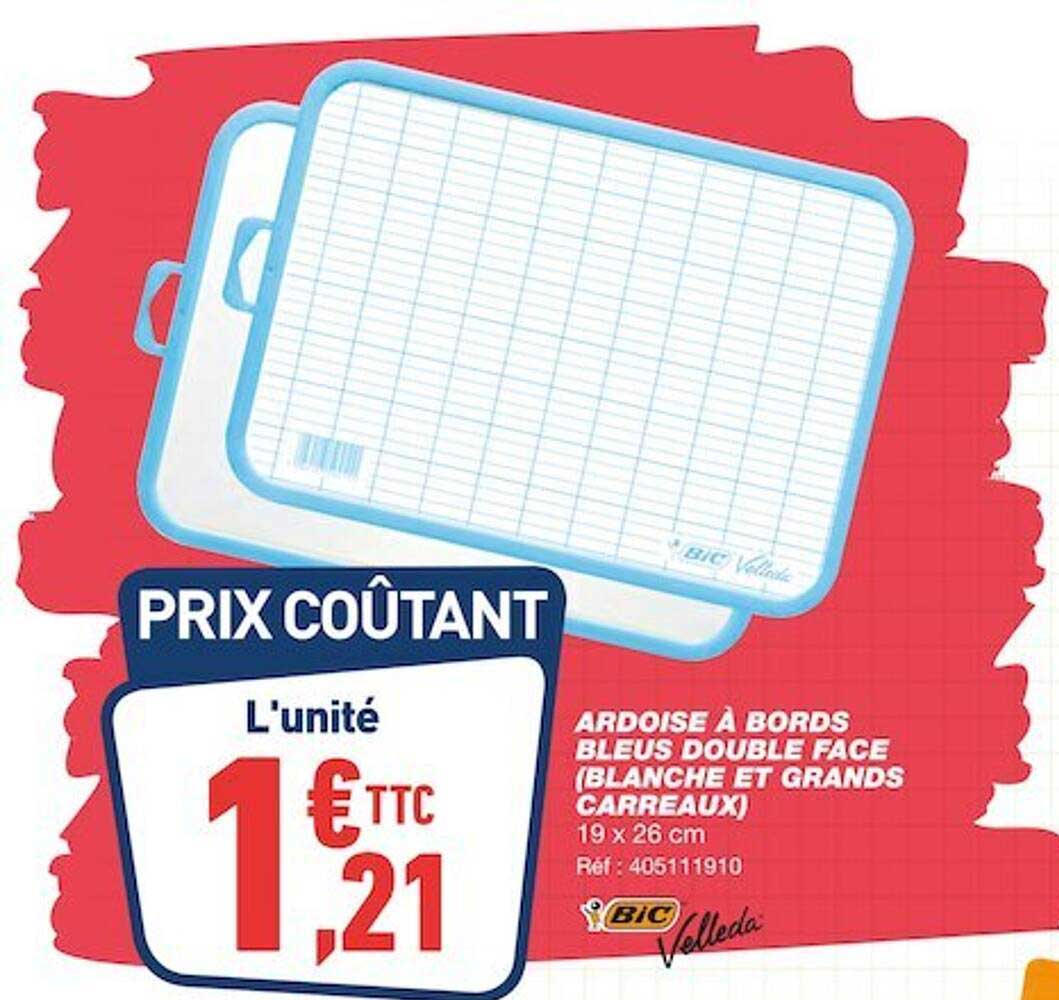 ardoise à bords bleus double face (blanche et grands carreaux) bic velleda