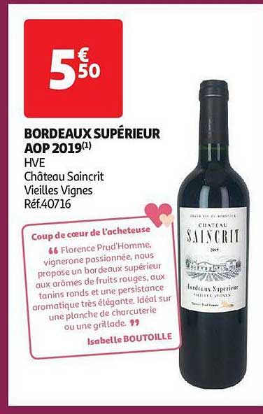 bordeaux supérieur aop 2019 hve château saincrit vieilles vignes