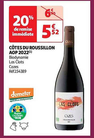 côtes du roussillon aop 2022 biodynamie las clots