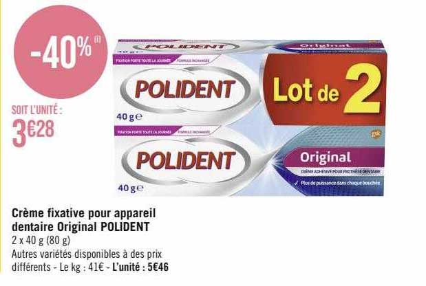 crème fixative pour appareil dentaire original polident