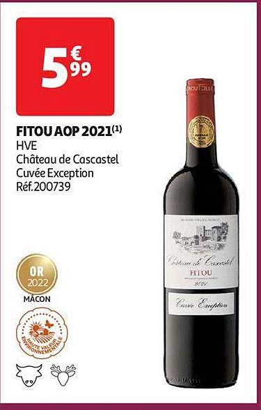 fitou aop 2021 hve château de cascastel cuvée exception