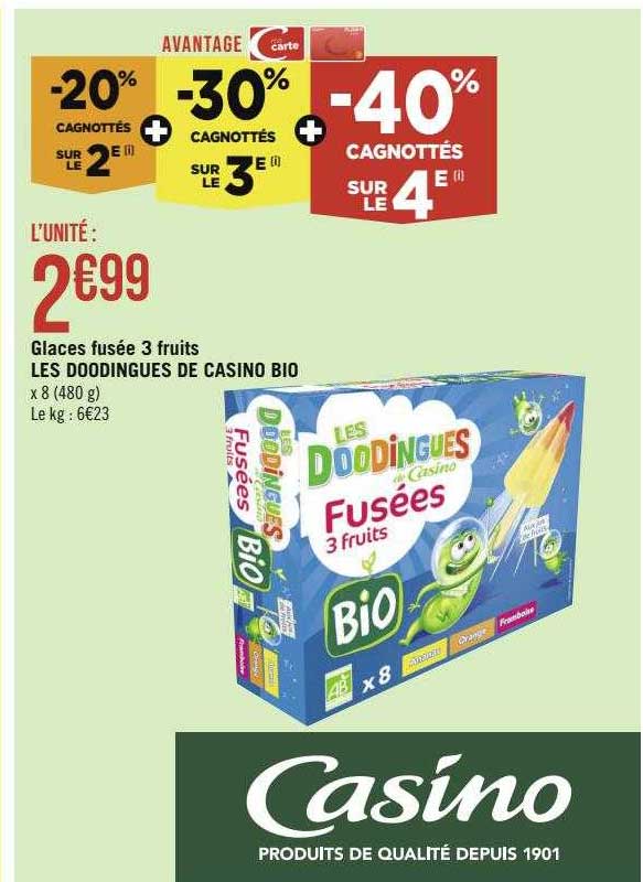 Glaces Fusée 3 Fruits Les Doodingues De Casino Bio