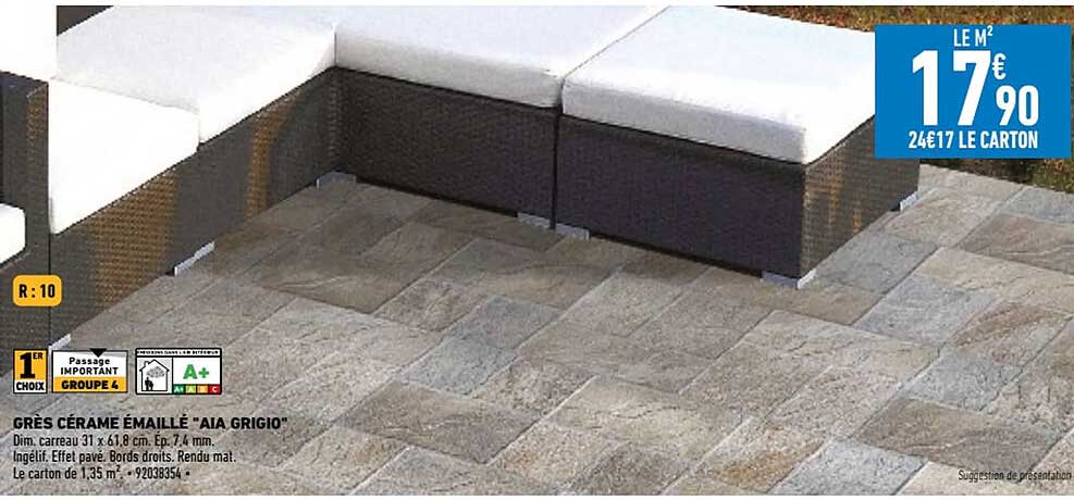 grès cérame émaillé "aia grigio"