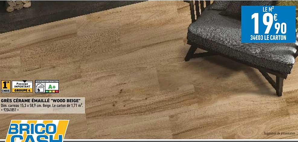 grès cérame émaillé "wood beige"