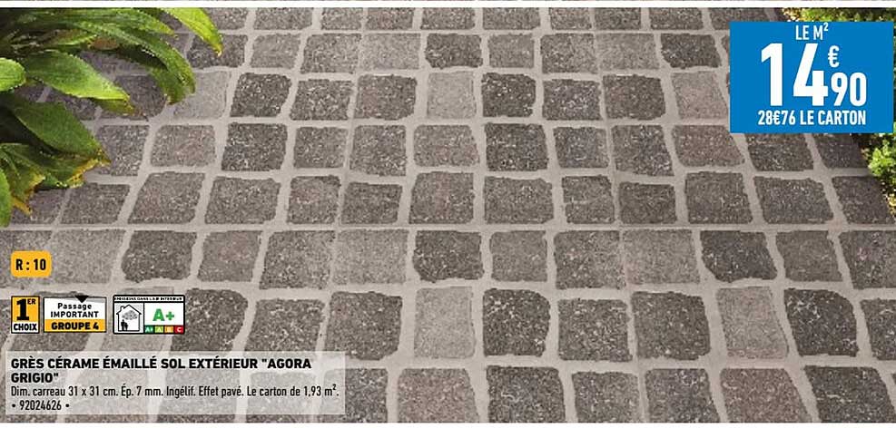 grès cérame émaillé sol extérieur "agora grigio"