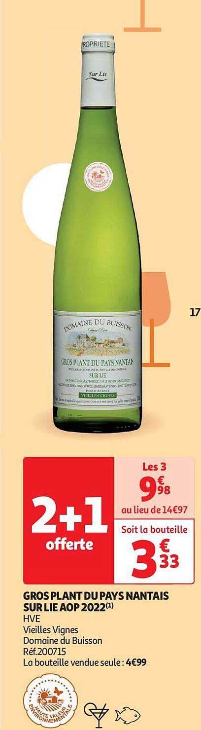 gros plant du pays nantais sur lie aop 2022 hve vieilles vignes domaine du buisson