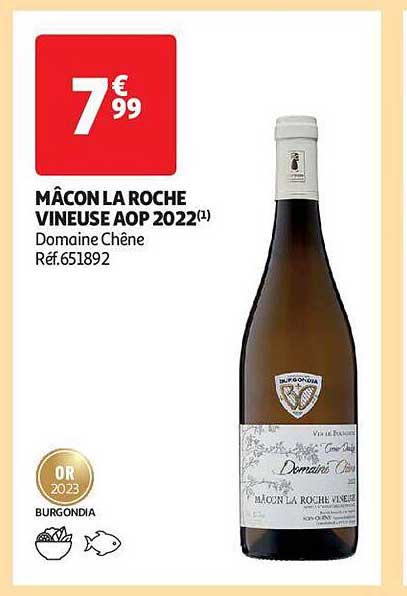 mâcon la roche vineuse aop 2022 domaine chêne