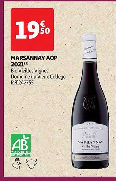 marsannay aop 2021 bio vieilles vignes domaine du vieux collège