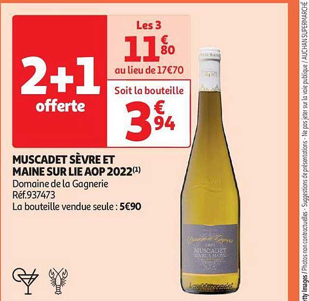 muscadet sèvre et maine sur lie aop 2022 domaine de la gagnerie