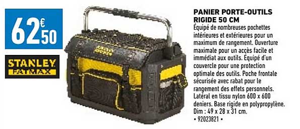 panier porte-outils rigide 50 cm stanley fatmax