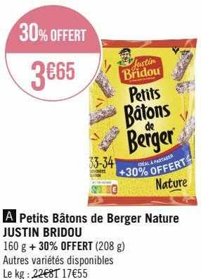 petits bâtons de berger nature justin bridou