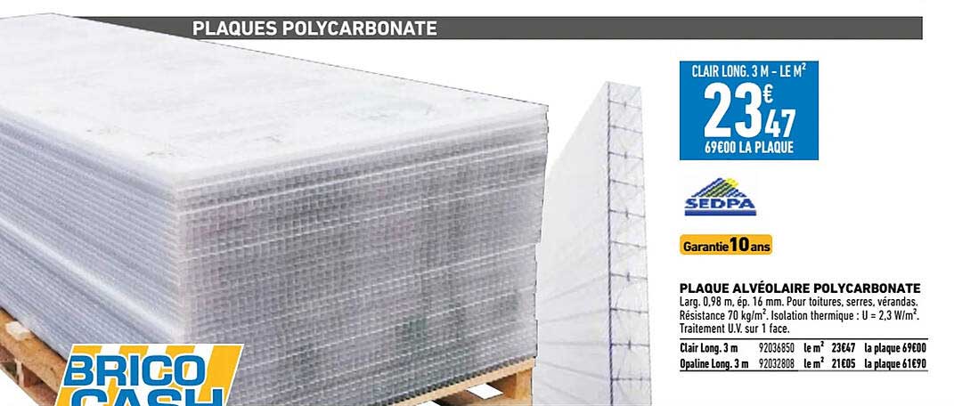 Plaque Alvéolaire Polycarbonate Sedpa