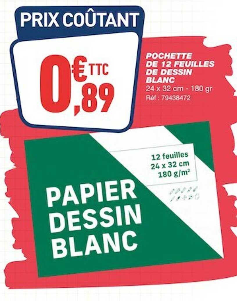pochette de 12 feuilles de dessin blanc