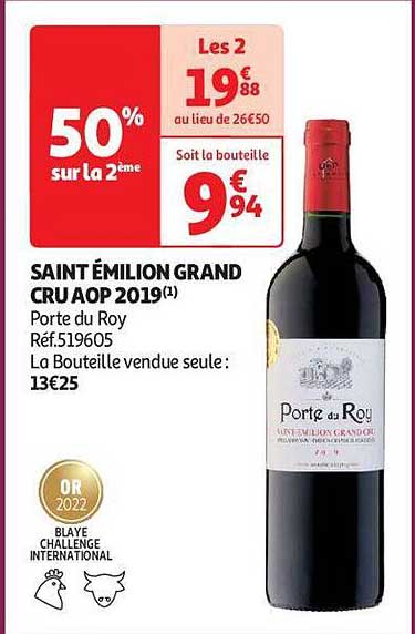 saint émilion grand cru aop 2019 porte du roy