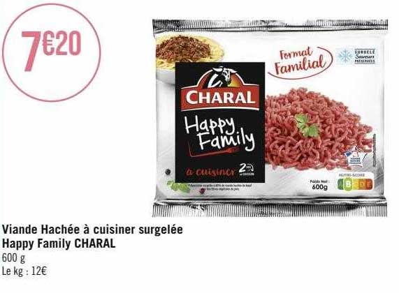 viande hachée à cuisiner surgelée happy family charal