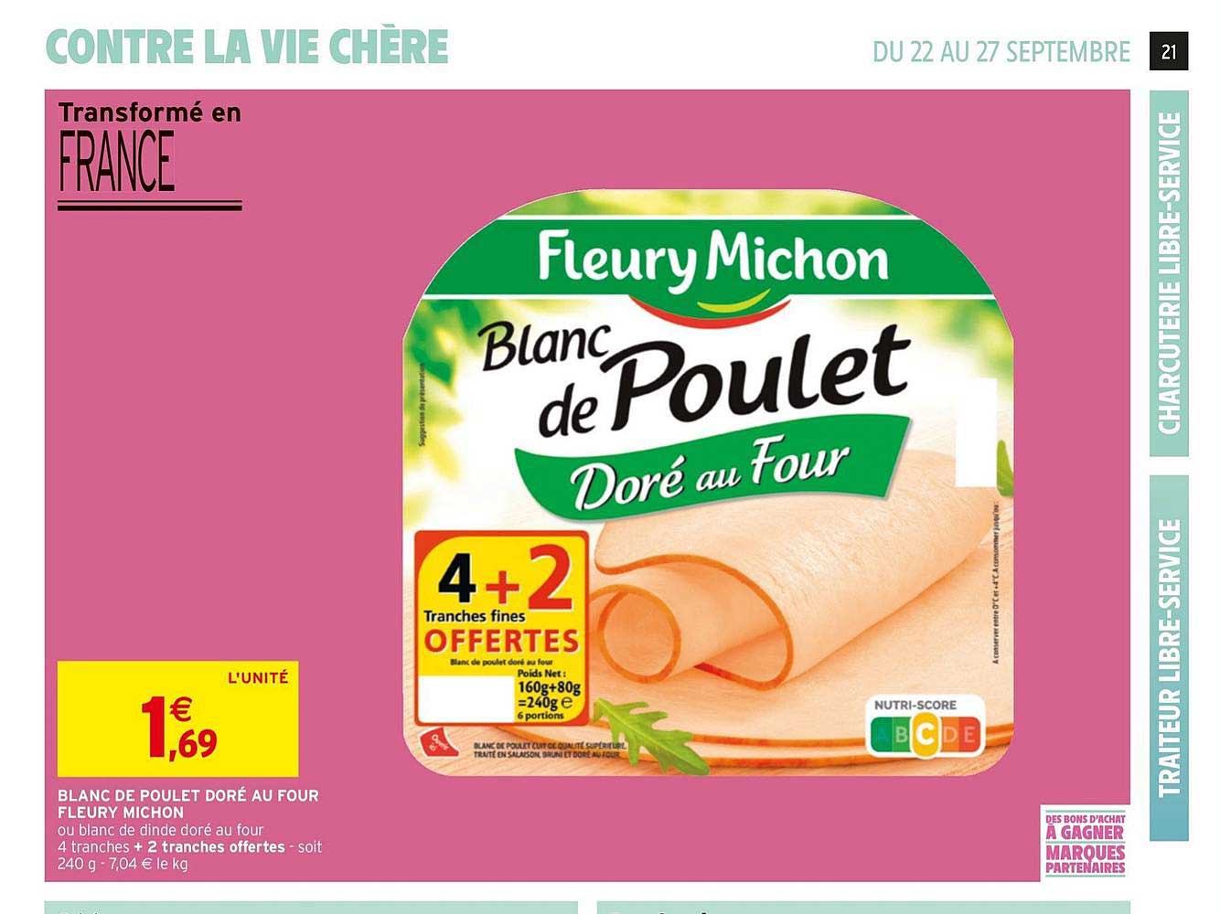 blanc de poulet doré au four fleury michon 4+2 offertes