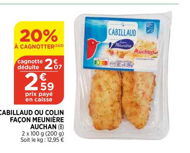 cabillaud ou colin façon menière auchan