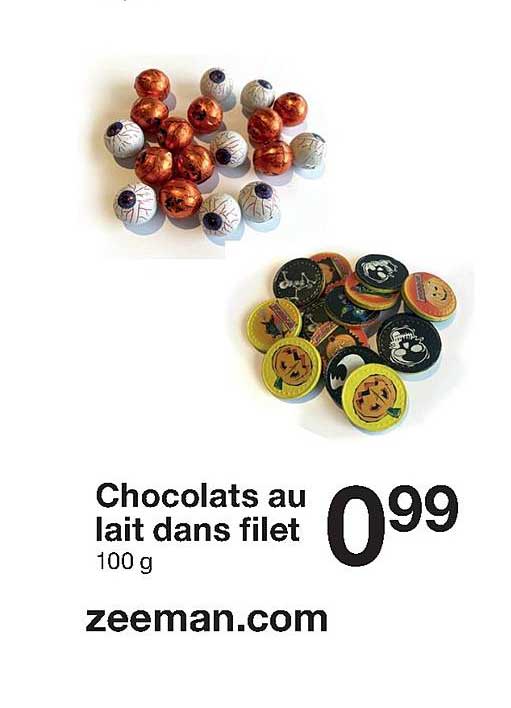 chocolats au lait dans filet
