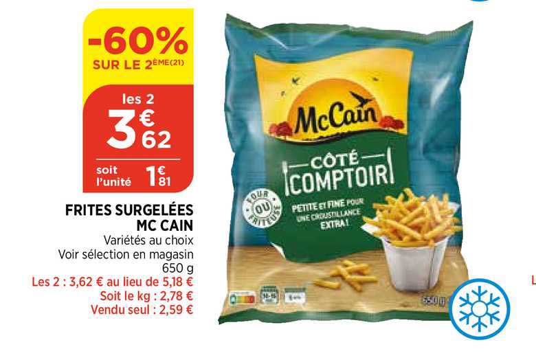 frites surgelées mc cain -60% sur le 2ème
