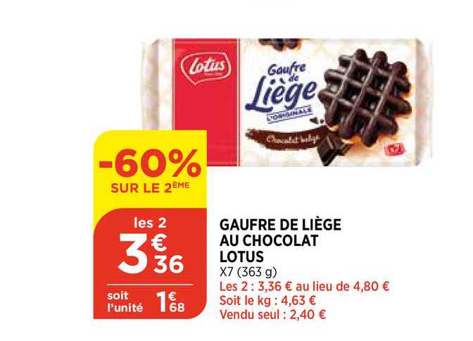 Gaufre De Liège Au Chocolat Lotus -60% Sur Le 2ème