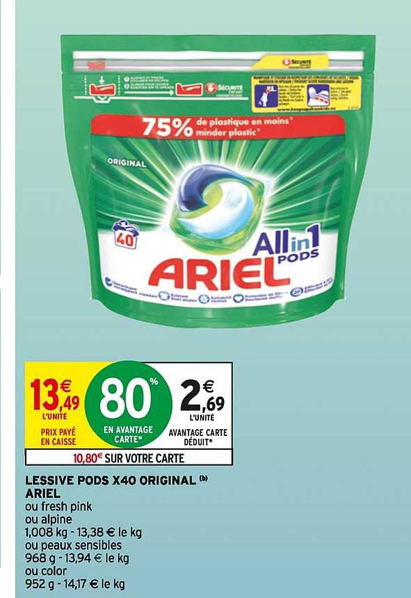 lessive pods x40 original ariel