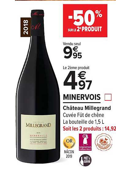 minervois château millegrand -50% sur le 2e produit