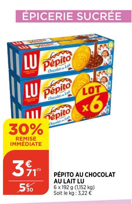 Pépito Au Chocolat Au Lait Lu 30% De Remise Immédiate